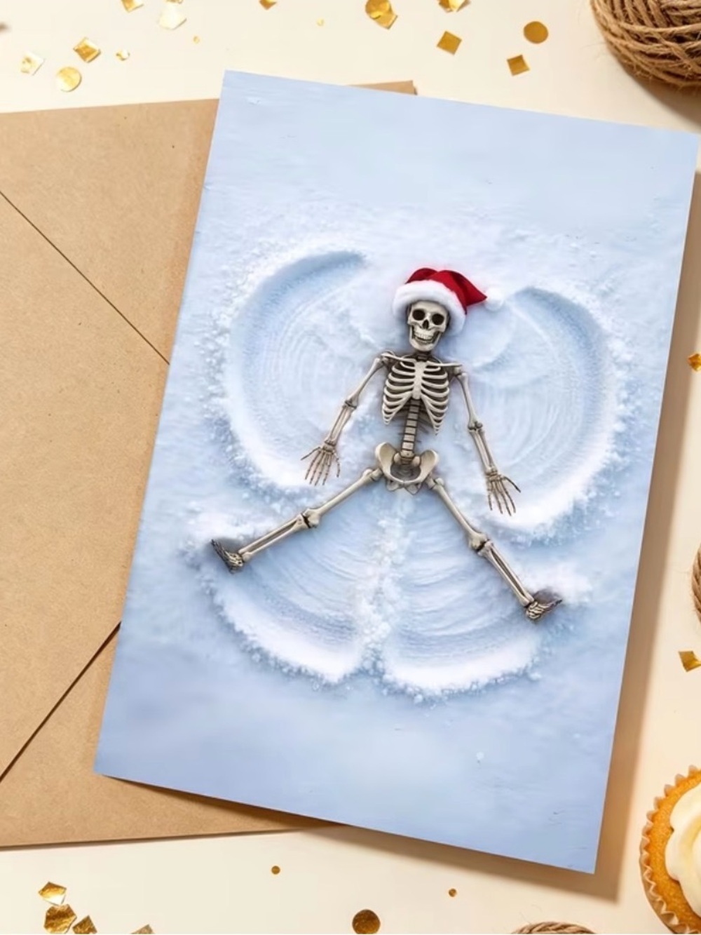 Holiday Skeleton Snow Angel Greeting Card
